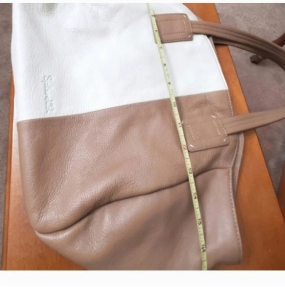 Splendid Cream Nappa Leather Tan Two Tone Colorblock Hobo Purse